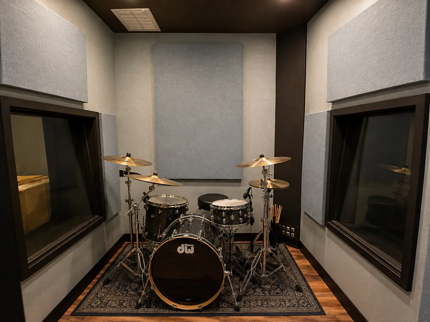 Drum room with a DW kit and treated walls